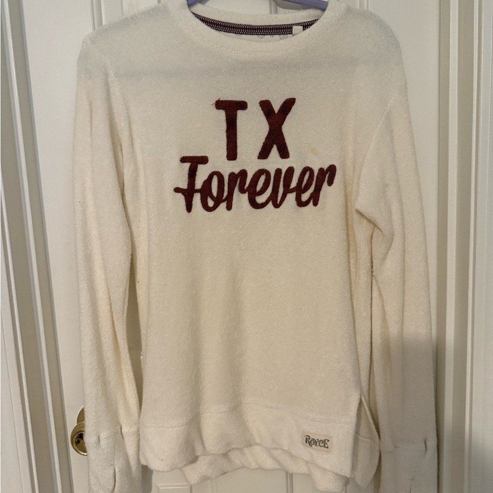 TEXAS FOREVER terry cloth sweater long sleeve top size small
